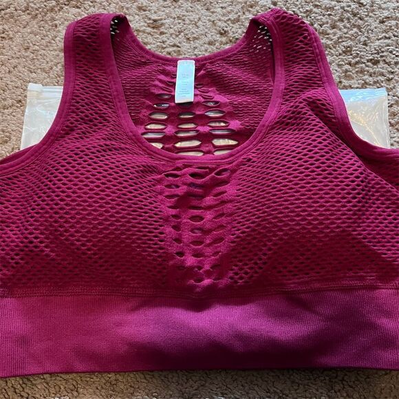 DODOING Women's High Impact Sports Bra Red Mesh Cutout Size - Picture 3 of 3